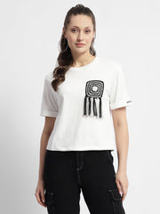 Madame Applique Pocket White Coloured T-Shirt