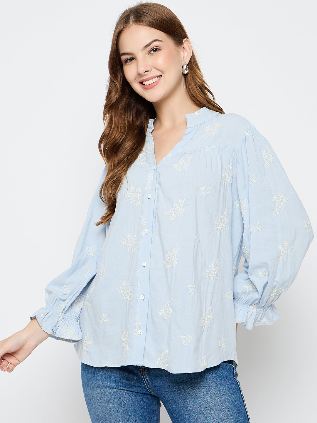 Madame Ladies Western Top F/S M5W18847 290 Powder Blue