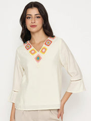 Madame Ladies Western Top H/S M5S18732 001 Beige