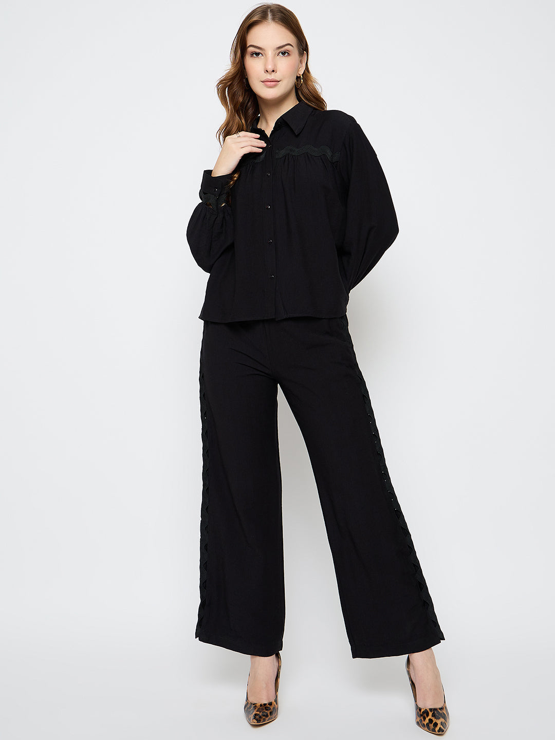 Madame Rayon Lace Black Co-Ord Set