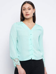 Madame Ladies Western Top H/S M3S18515 036 Sea Green