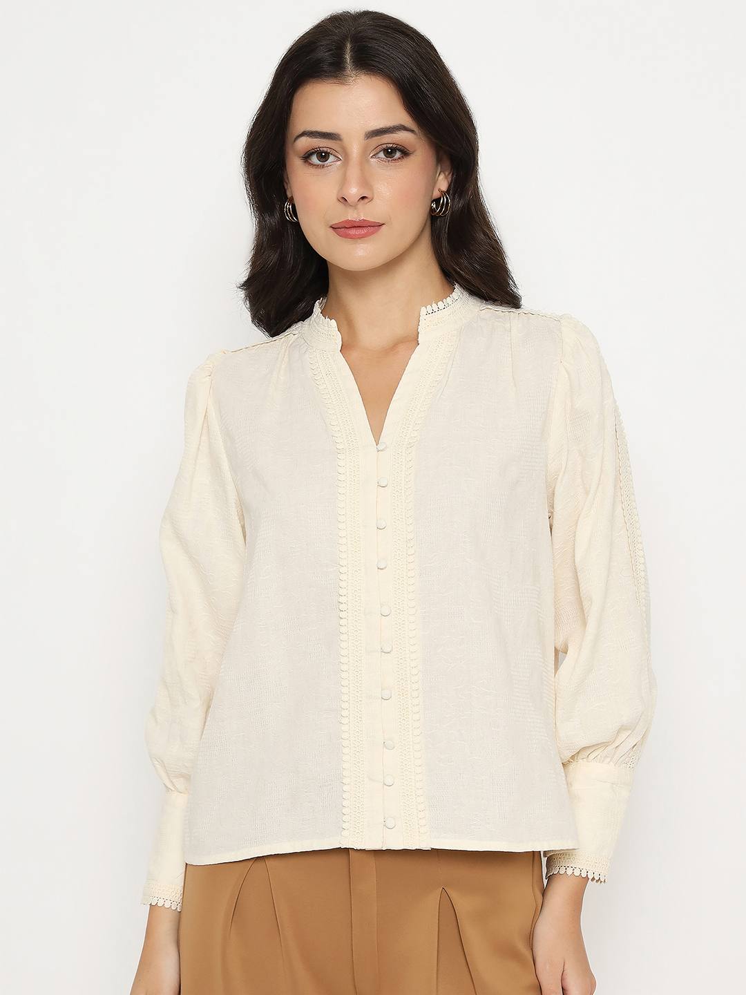 Madame Ladies Western Top H/S M5S18722 1 Off White