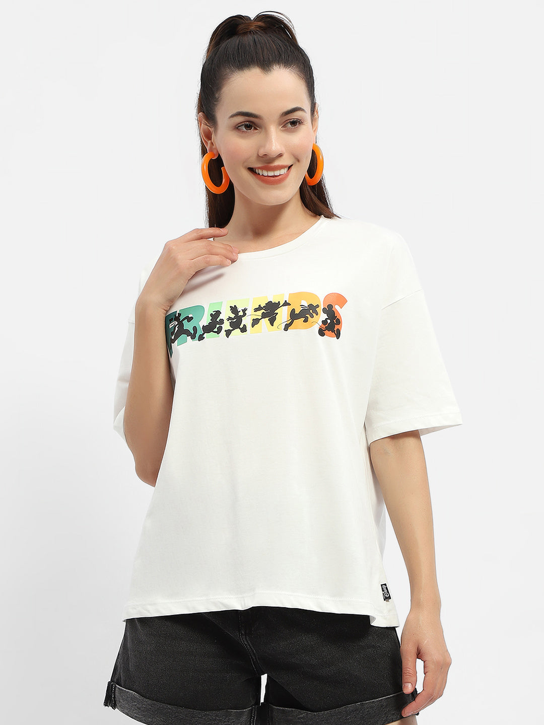 Madame Disney Graphic Print White Regular T-Shirt