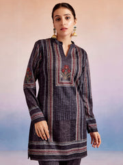 Grey Embroidered Woolen Co-Ord Set