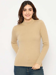 Madame Turtle Neck Full Sleeve Brown Sweater