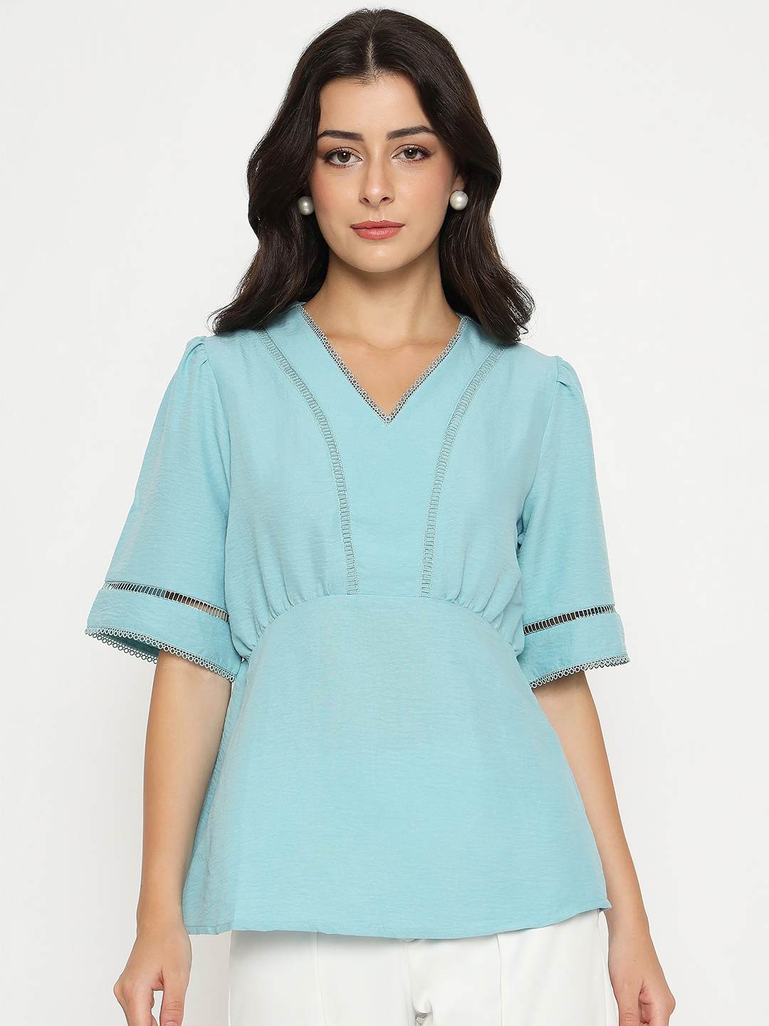 Madame Ladies Western Top H/S M5S18702 036 Sea Green - Goyalsons ShopMax