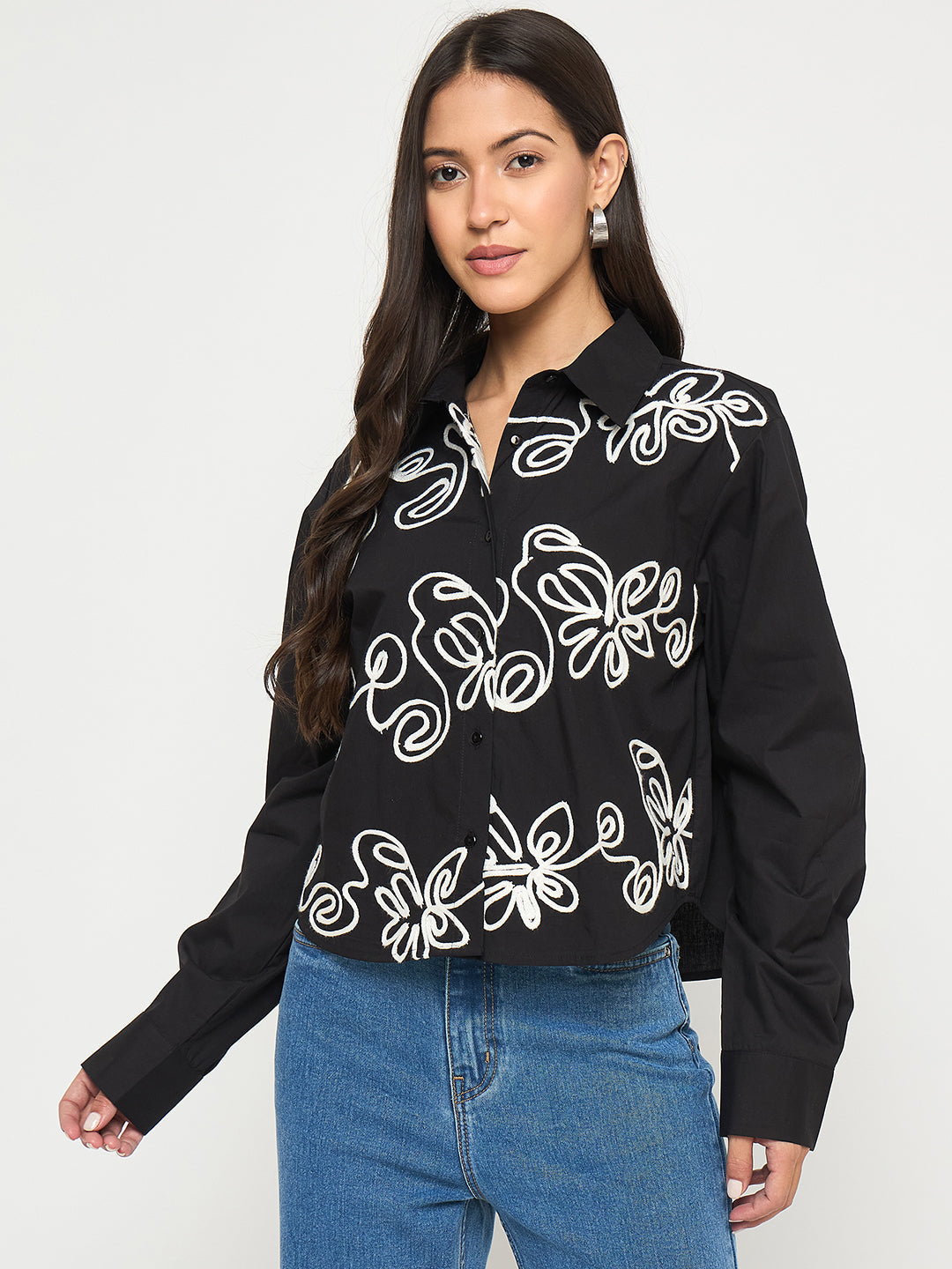 Madame Ladies Western Top H/S M5S18156 002 Black