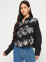 Madame Ladies Western Top H/S M5S18156 002 Black