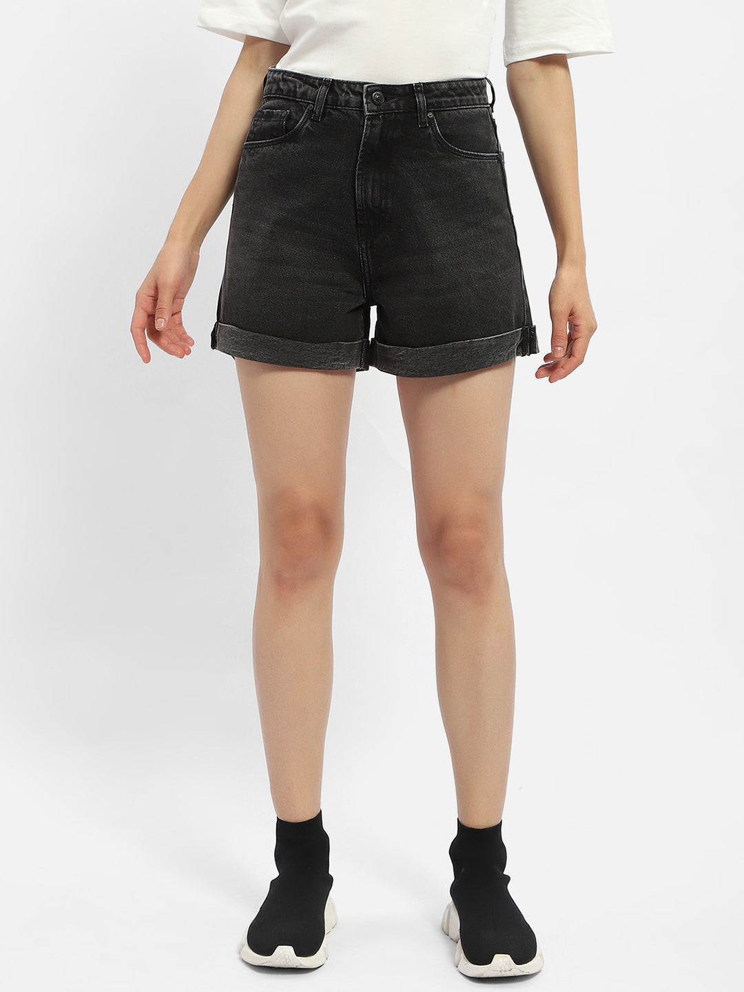 Madame Ladies Western Shorts Denim M4S25609 047 Charcoal