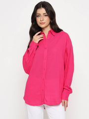 Madame Ladies Western Shirt F/S M5S18266 076 Hot Pink