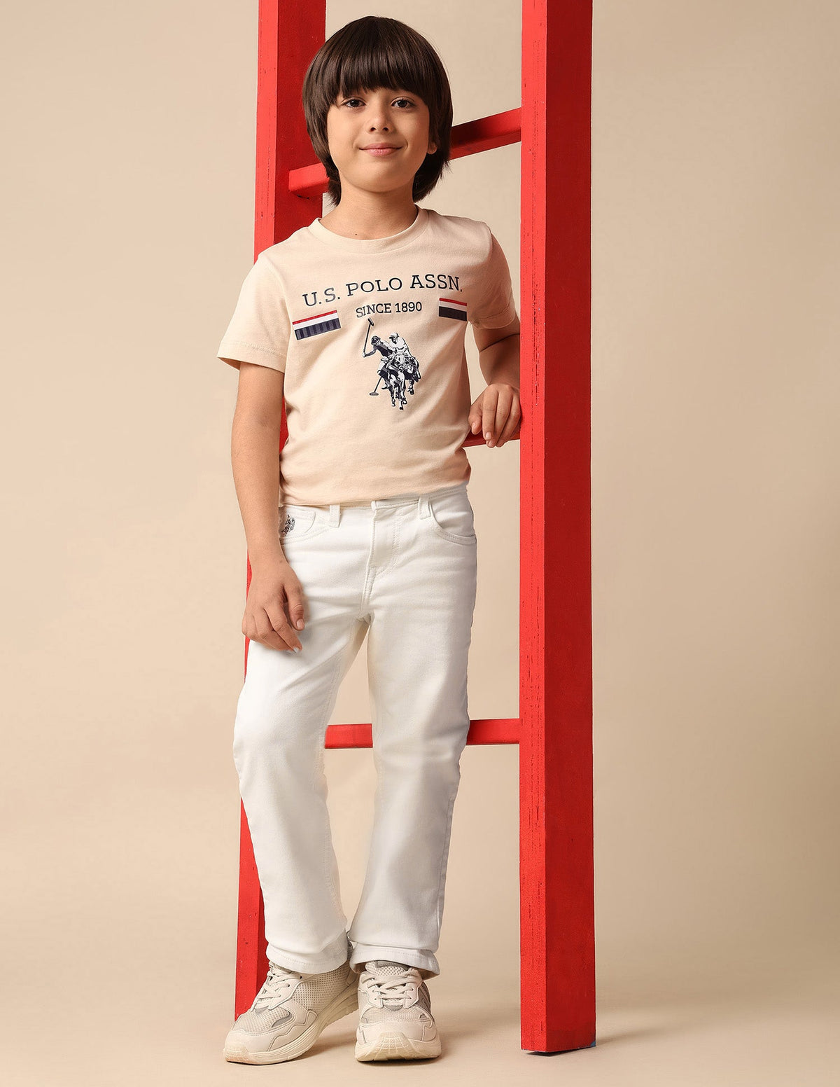 U.S.POLO KIDS BOYS JEANS UKJEN765 WHITE