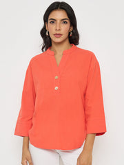Madame Ladies Western Top H/S M5S18843 999 Coral