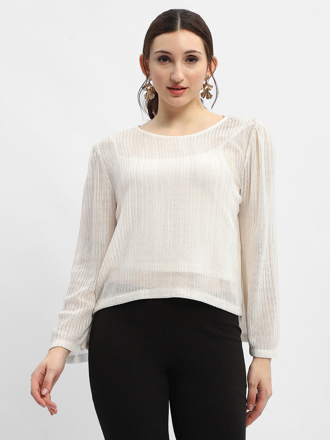 Madame Cut Out Back Off-White Knit Top
