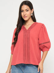 Madame Ladies Western Top H/S M5S18731 033 Red