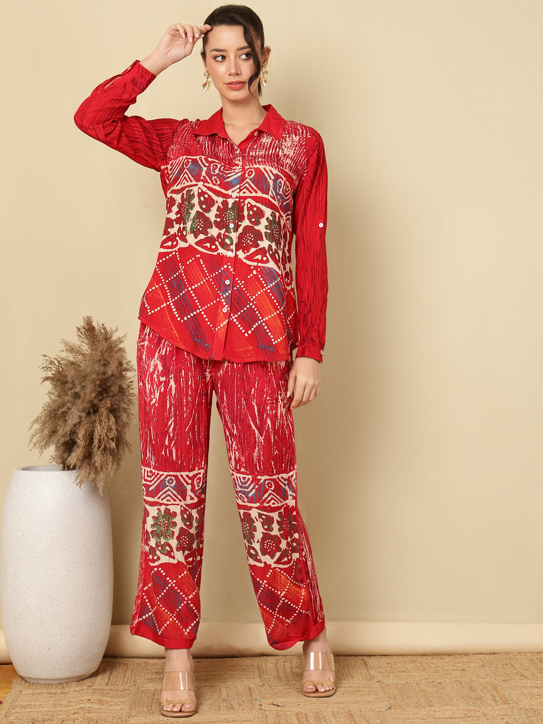 Hand Tie -Dye Bagru Printed Office Co-Ord Set