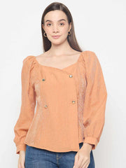 Madame Double Breasted Orange Wrap Top