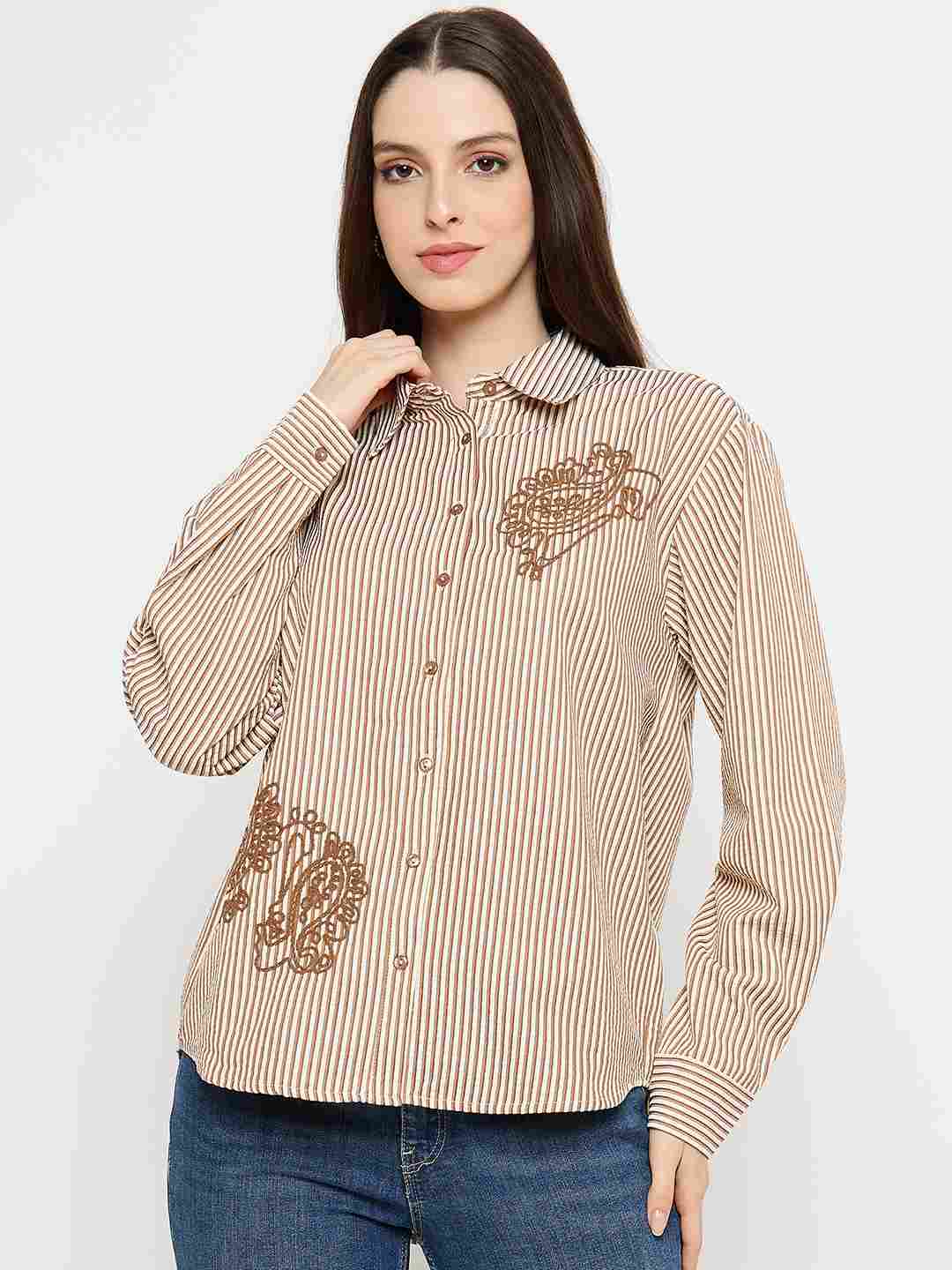 Madame Embroidered Brown Shirt