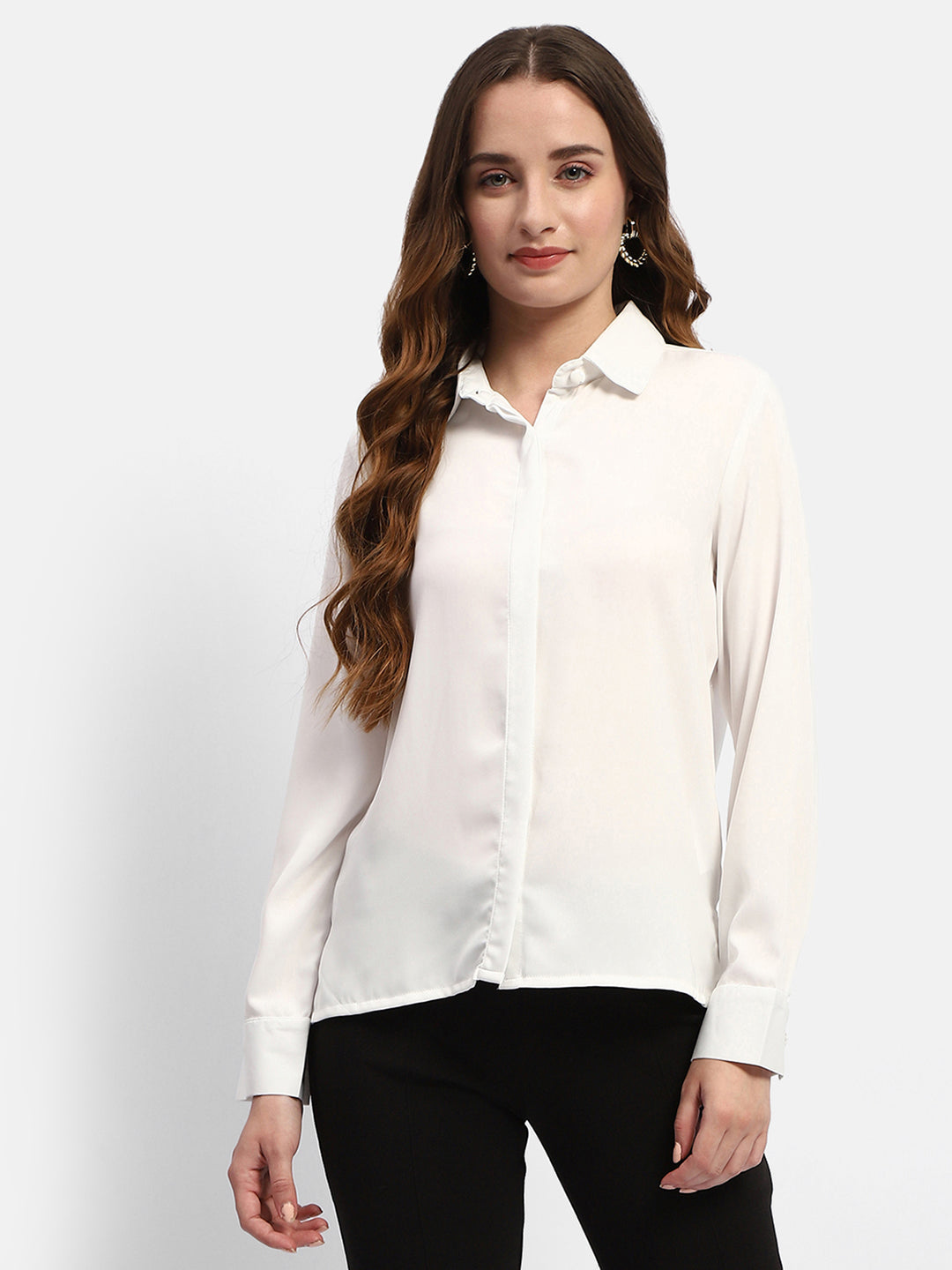 Madame Solid White Regular Shirt