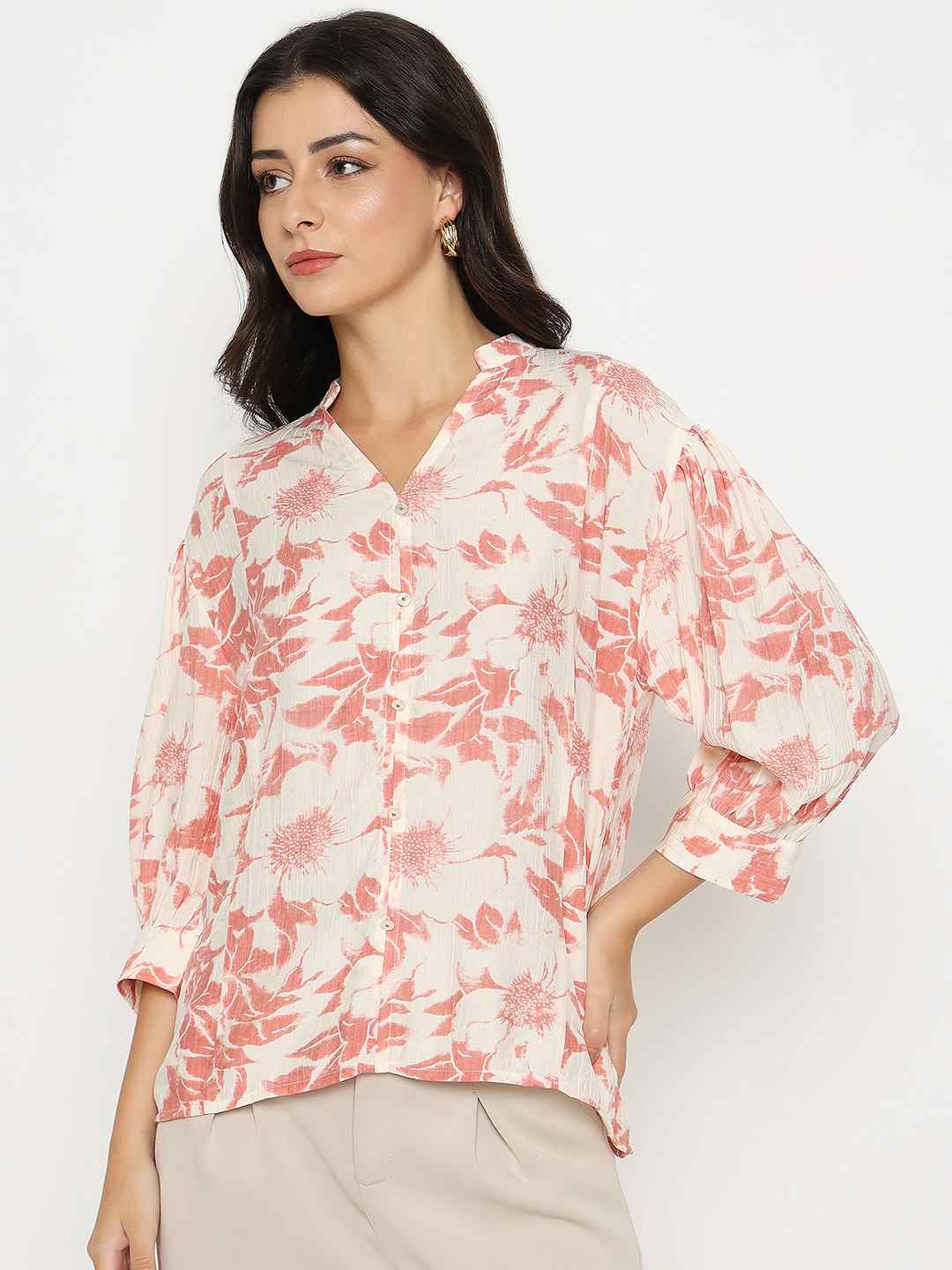 Madame Ladies Western Top H/S M5S18837 999 Coral - Goyalsons ShopMax