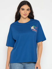 Royal blue Madame Ladies Western top with long sleeves, stylish upper garment featuring Western design details.