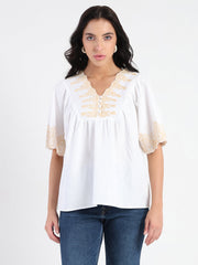 Madame Ladies Western Top H/S M5S18766 1 Off White