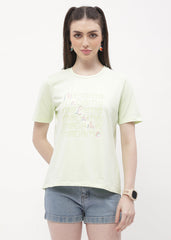 Madame Logo Print Neon Green Regular T-Shirt
