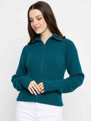 Madame Zip Up Teal Sweater