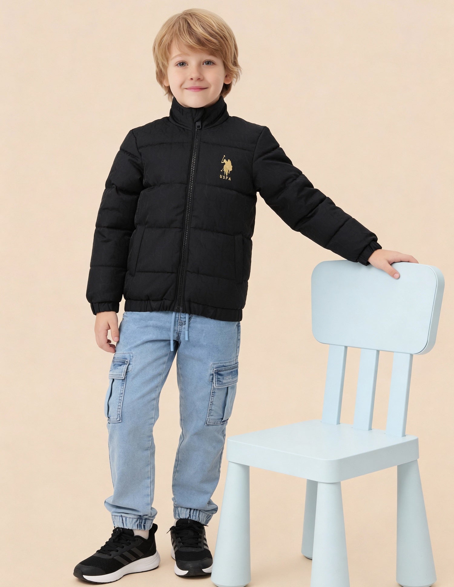 U.S.POLO KIDS BOYS JACKET UKJCK0396 BLACK