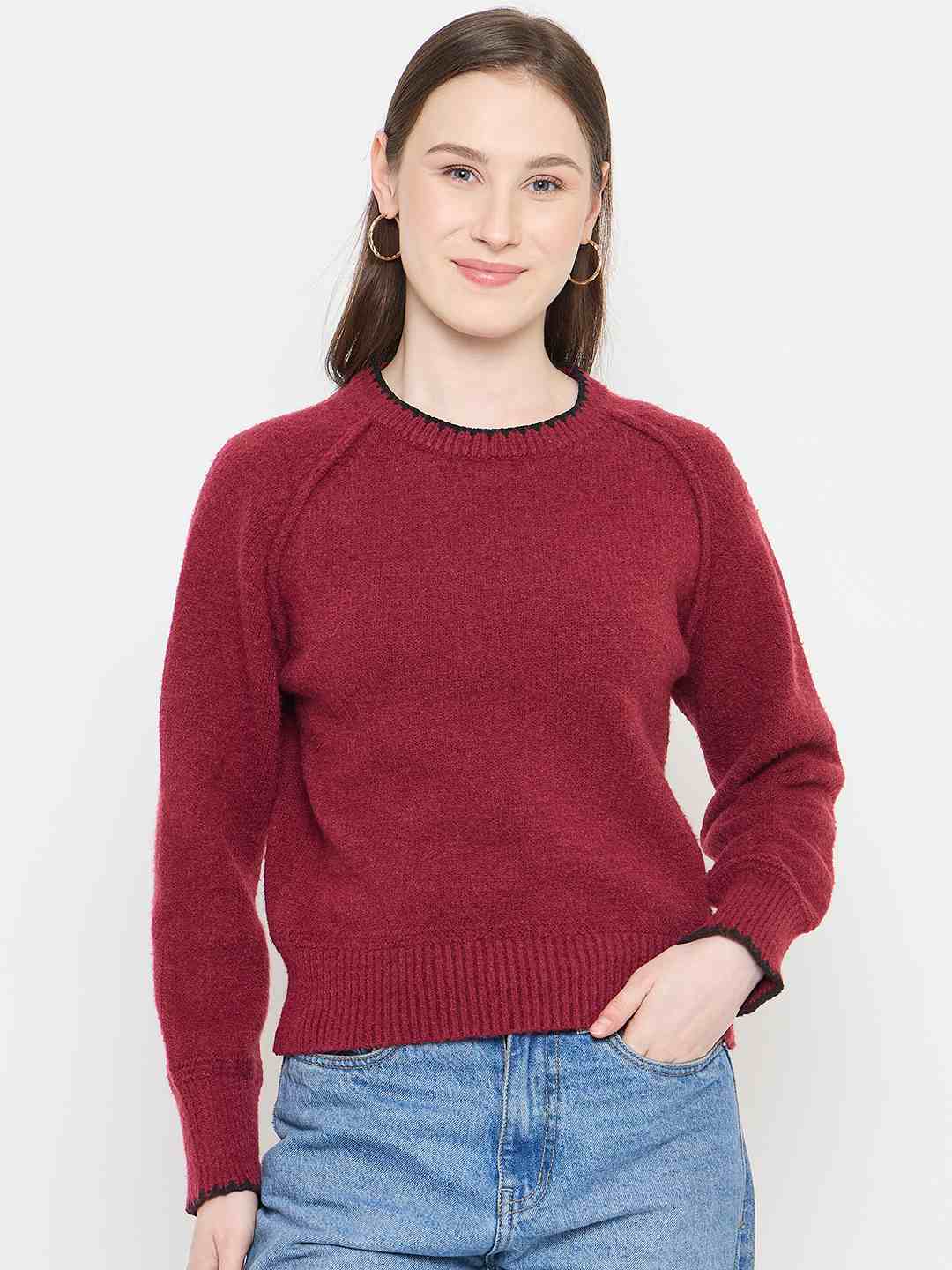 Madame Ladies Western Woolen Top M5W17223 023 Mehroon