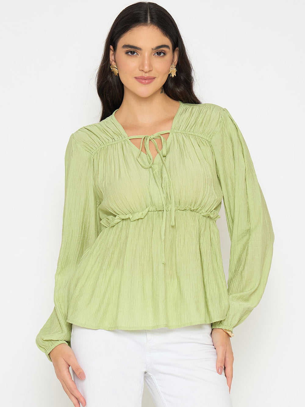 Madame Ladies Western Top H/S M5S18728 388 Apple Green - Goyalsons ShopMax