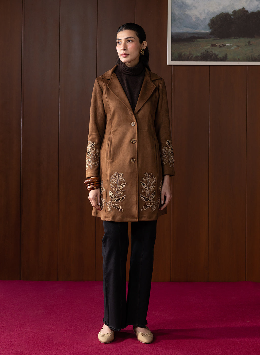LAKSHITA LADIES WESTERN CARDIGAN COAT F0526 21 TAN BEIGE