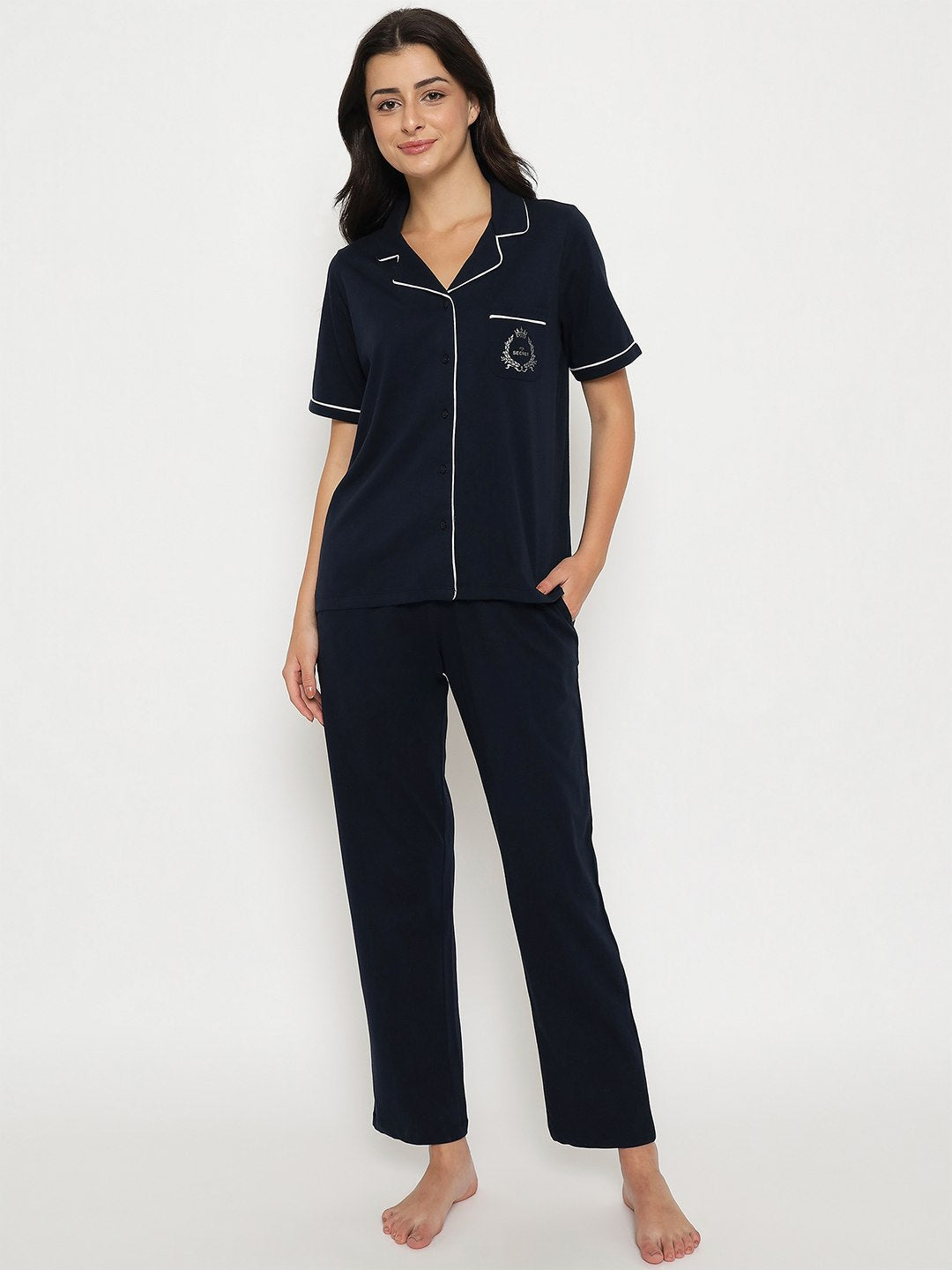 M-Secret Ladies Western Night Suit H/S S5S30055 026 Navy