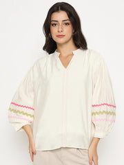 Madame Ladies Western Top H/S M5S18754 1 Off White