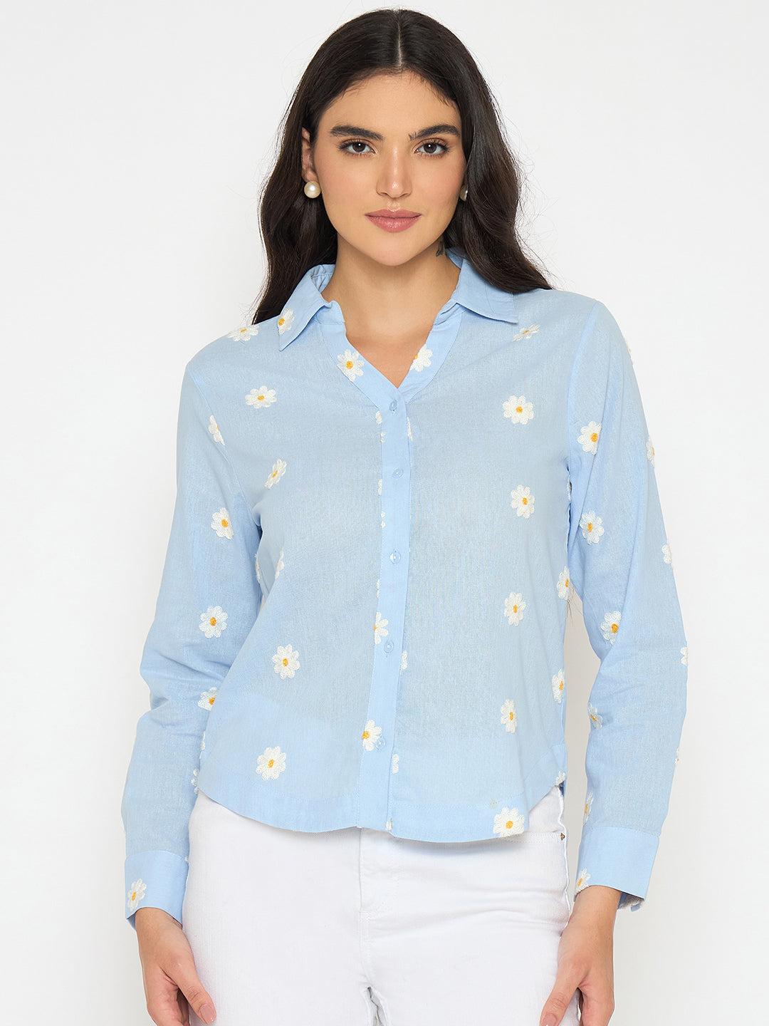 Madame Ladies Western Shirt F/S M5S18322 003 Blue