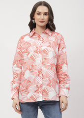 Madame Abstract Print Brick Orange Regular Shirt