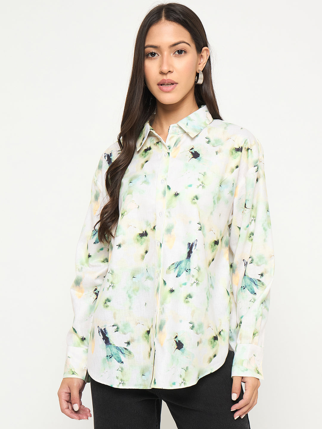 Madame ladies western top in black with long sleeves and Western-inspired details, displayed on a hanger.
