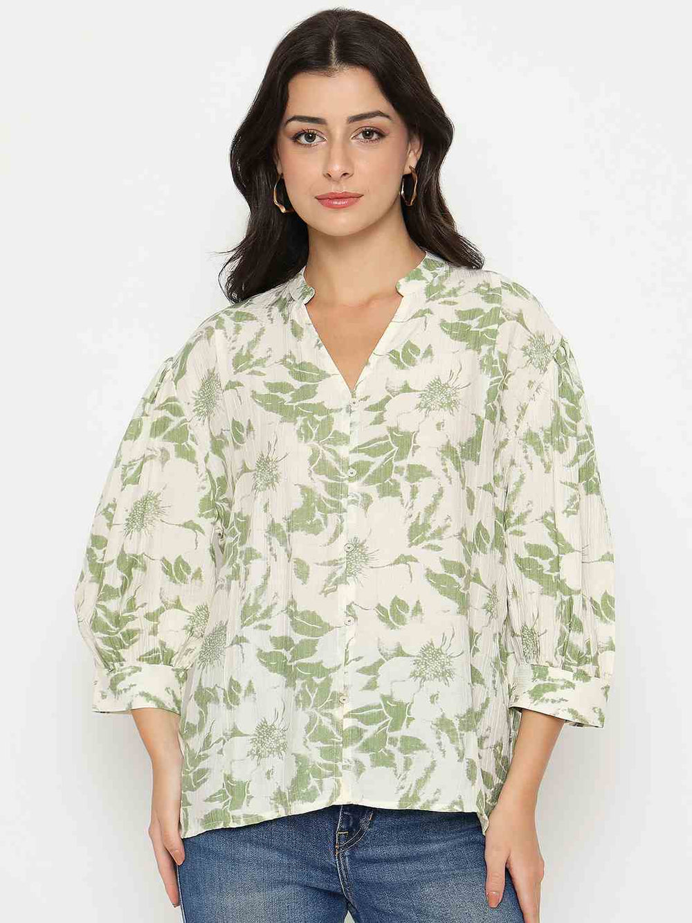 Madame Ladies Western Top H/S M5S18837 014 Green - Goyalsons ShopMax
