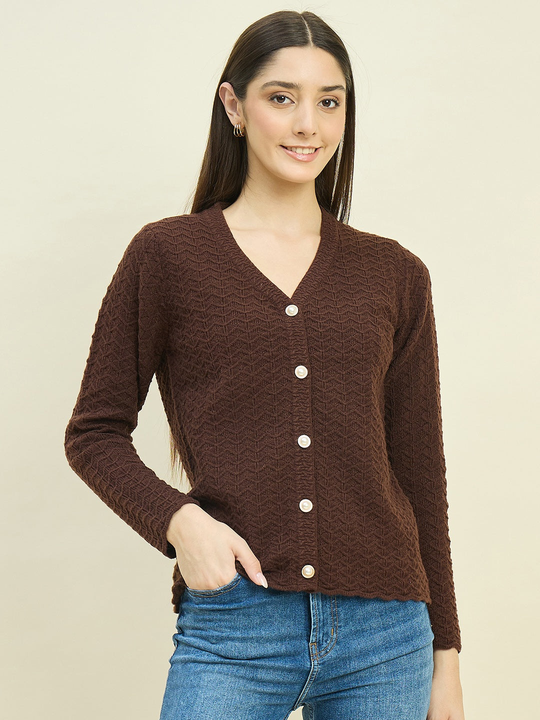 Madame Ladies Western Cardigan M5W70019 103 Coffee
