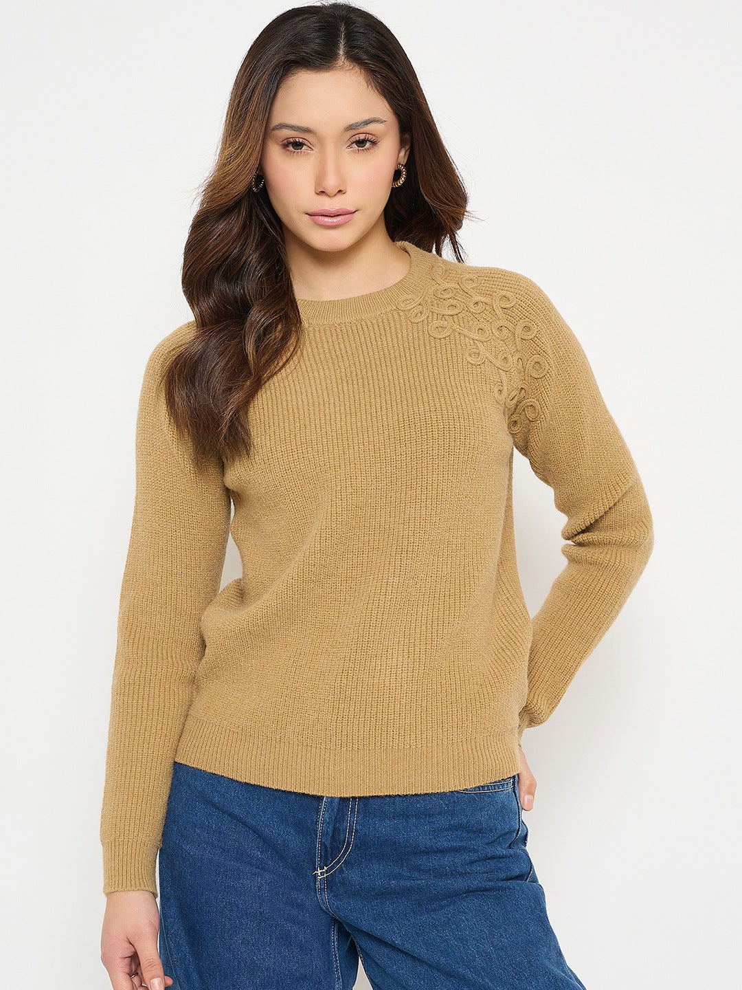 Madame Ladies Western Woolen Top M5W17157 053 Khaki