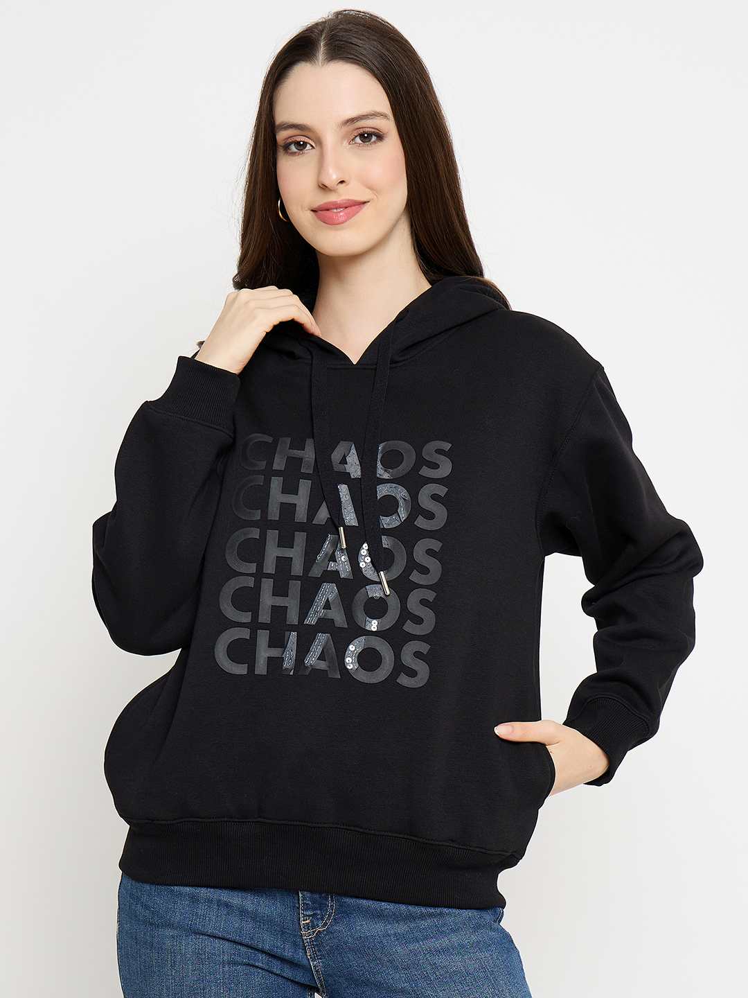 Madame Ladies Western Sweat Shirt M5W22432 002 Black