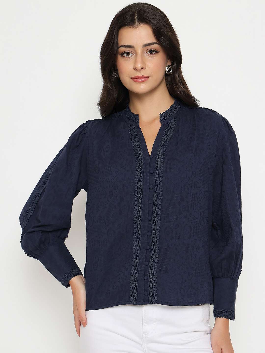 Madame Ladies Western Top H/S M5S18722 026 Navy