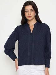 Madame Ladies Western Top H/S M5S18722 026 Navy