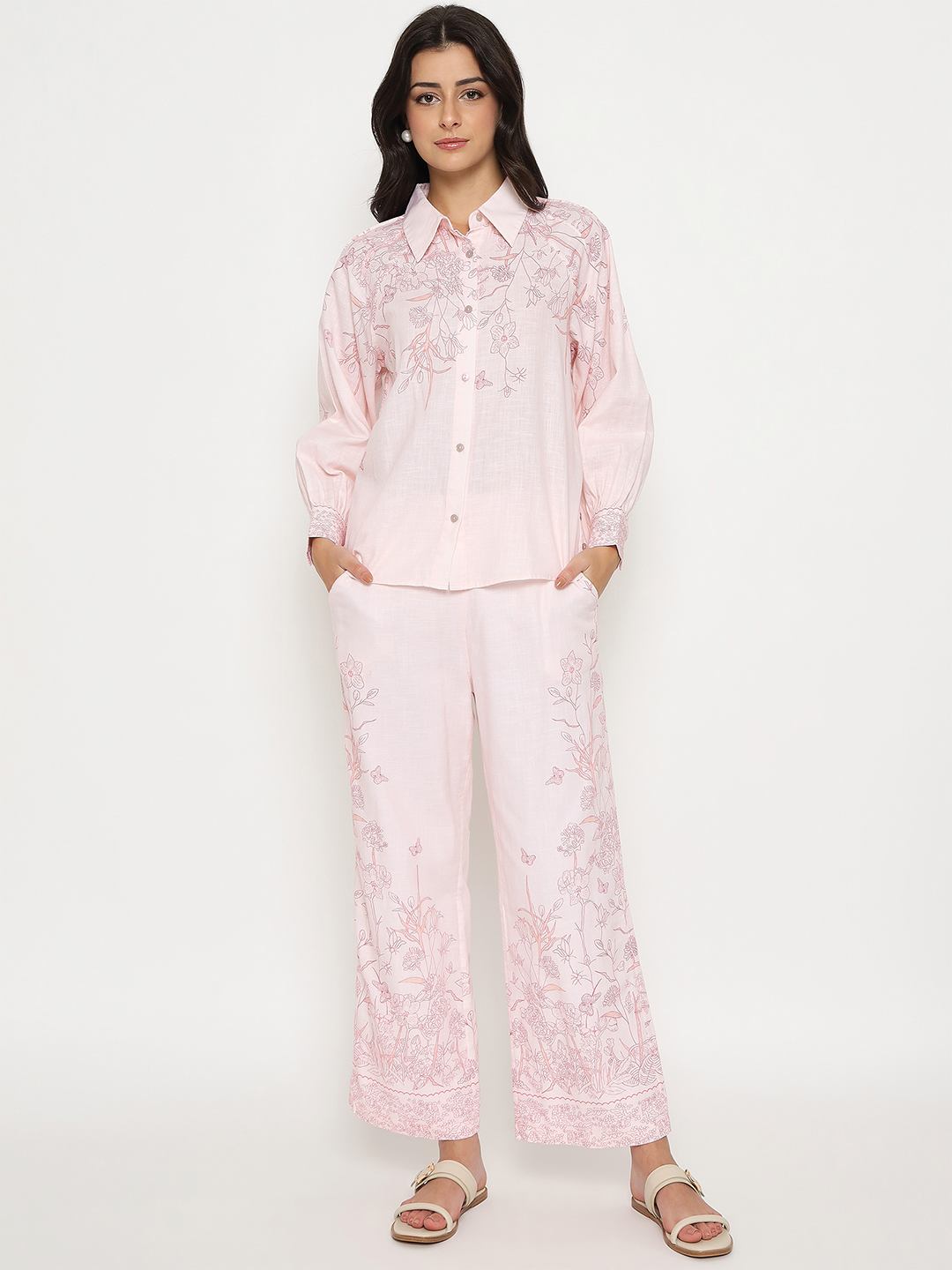 Madame ladies western fashion set in pink, featuring stylish upper garment with intricate details, perfect for modern Western style.
