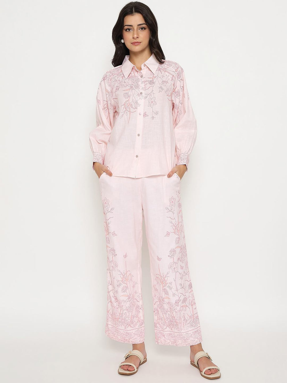Madame ladies western fashion set in pink, featuring stylish upper garment with intricate details, perfect for modern Western style.
