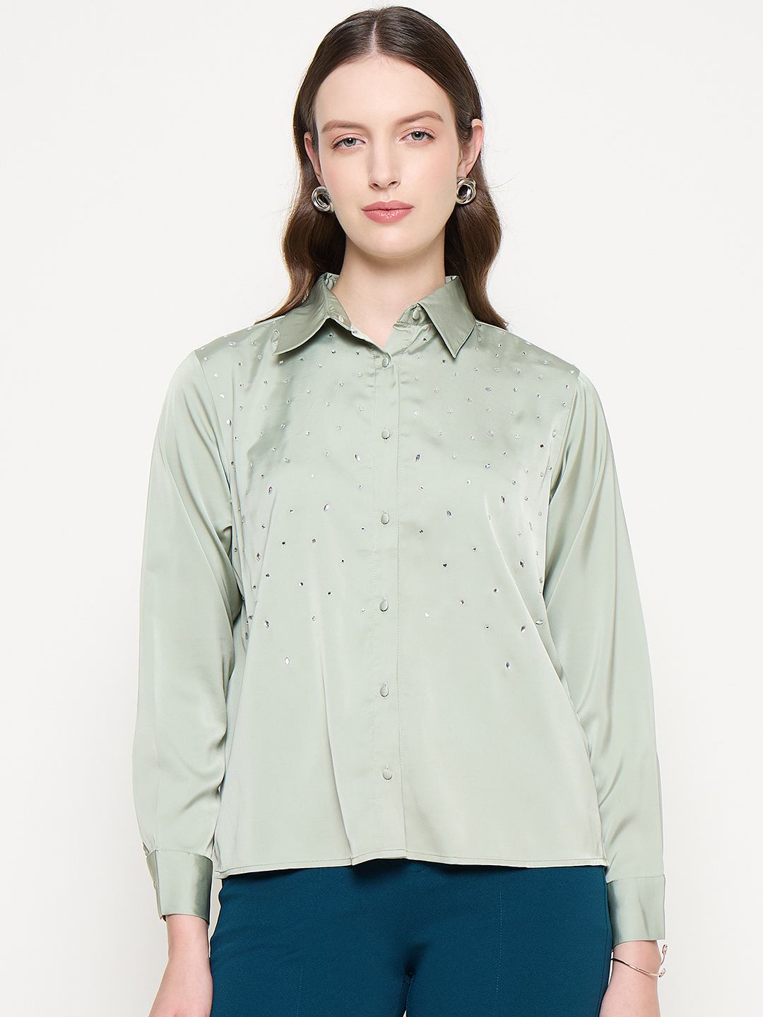 Madame Ladies Western Shirt F/S M4W18424 014 Green