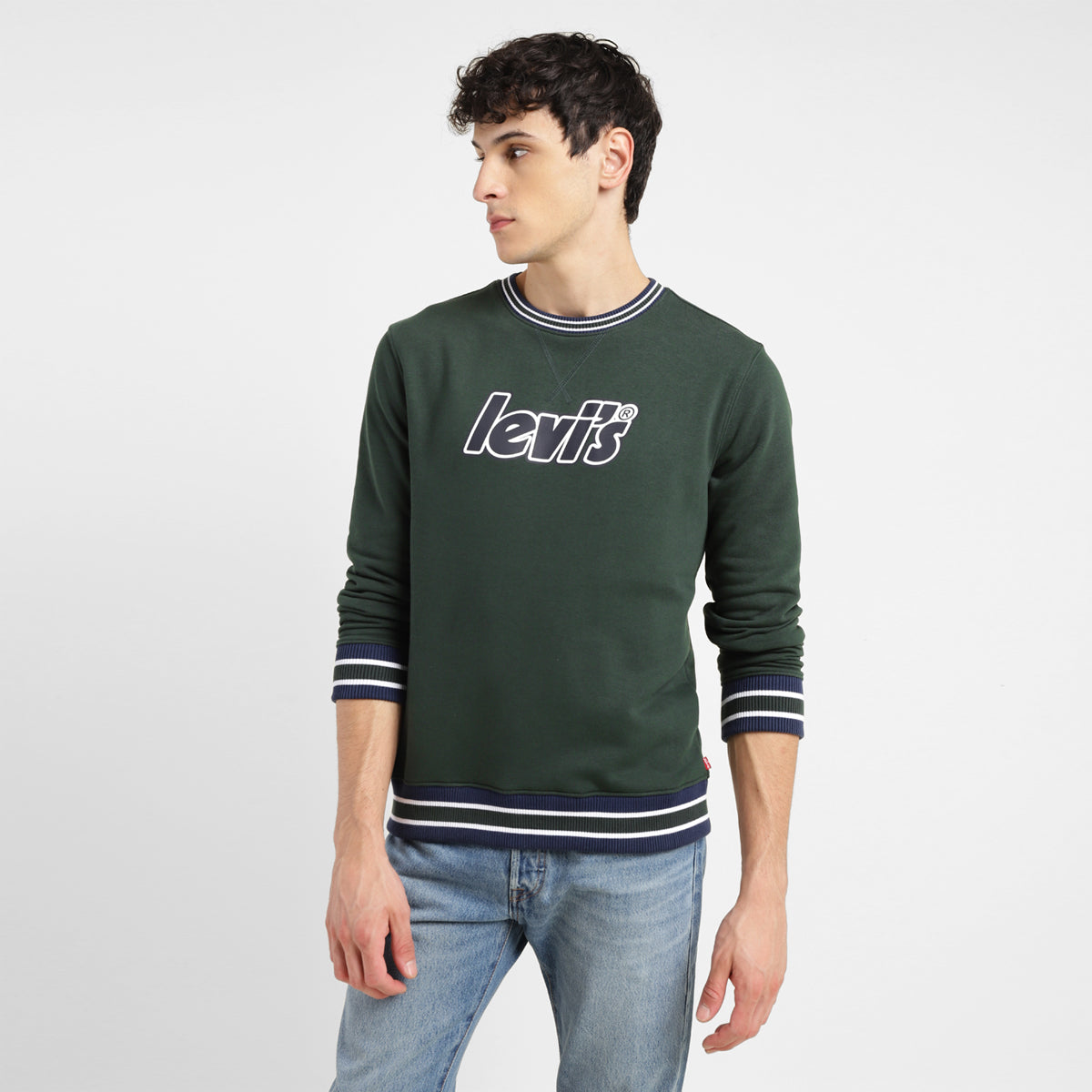 Men'S Brand Logo Dark Crew Neck Sweatshirt