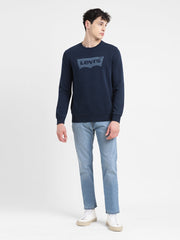 Men'S Solid Blue Crew Neck Sweatshirt