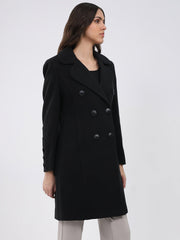 Ladies Solid Collar Full Sleeve Coat