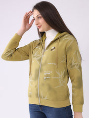 Ladies Printed Hooded Full Sleeve Sweatshirt