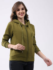 Ladies Solid Hooded Full Sleeve Sweatshirt